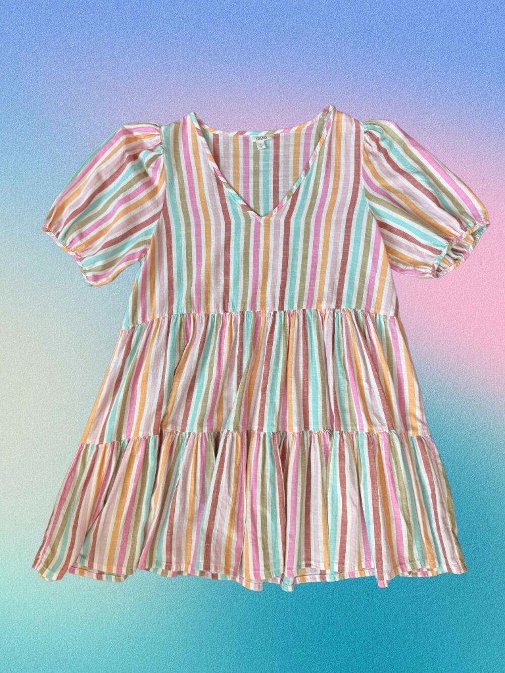 ana a new approach Striped Midi Dress Short Sleeve Cotton Size L